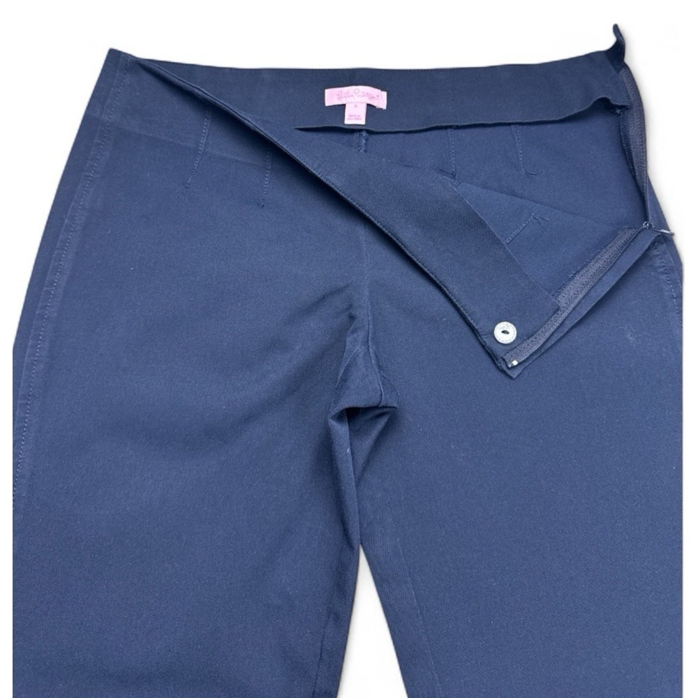 Lilly Pulitzer Blue Cotton Pants โ Faux Darts โ Side Zip โ Style 63423 โโ Size 4 - Picture 12 of 16